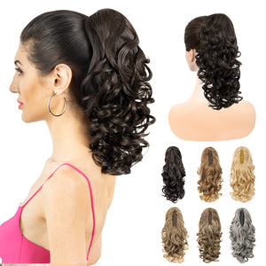 LuxeHair Claw Clip 13" Ponytail Extension, Classic Curly Claw Clip in pony tails Hair Extensions Hairpieces for Woman