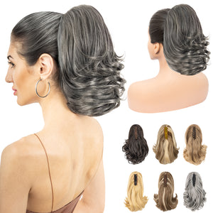 LuxeHair 11” Classic Short Curly Clip In Ponytail Extension, Claw Clip hair extensions, Multi Layered Clip on ponytail Claw Clip Ponytail Extension for women