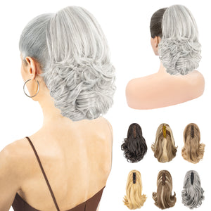 LuxeHair 11” Classic Short Curly Clip In Ponytail Extension, Claw Clip hair extensions, Multi Layered Clip on ponytail Claw Clip Ponytail Extension for women