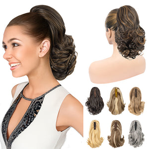 LuxeHair 11” Classic Short Curly Clip In Ponytail Extension, Claw Clip hair extensions, Multi Layered Clip on ponytail Claw Clip Ponytail Extension for women