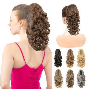 LuxeHair Claw Clip 13" Ponytail Extension, Classic Curly Claw Clip in pony tails Hair Extensions Hairpieces for Woman