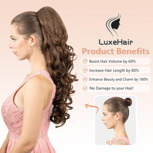 LuxeHair Ponytail Extension, 24" Claw Clip in Ponytail Curly wavy ponytail extension, Clip On Ponytail extension pony tails hair extensions hair pieces for Women-
