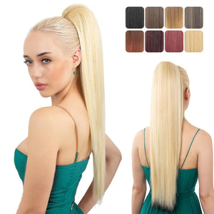 Straight Hair Extension – 24” Long Ponytail with Jaw Claw Clip in