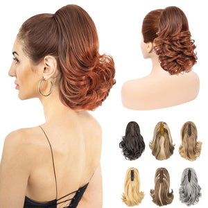 LuxeHair 11” Classic Short Curly Clip In Ponytail Extension, Claw Clip hair extensions, Multi Layered Clip on ponytail Claw Clip Ponytail Extension for women