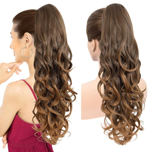 LuxeHair Ponytail Extension, 24" Claw Clip in Ponytail Curly wavy ponytail extension, Clip On Ponytail extension pony tails hair extensions hair pieces for Women-