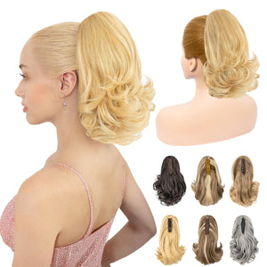 LuxeHair 11” Classic Short Curly Clip In Ponytail Extension, Claw Clip hair extensions, Multi Layered Clip on ponytail Claw Clip Ponytail Extension for women