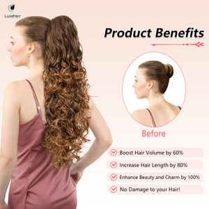 LuxeHair 24” Curly Claw Clip in Ponytail Extension, Fluffy Multi-Layered Jaw Clip Fake Pony tails, Instant Length & Style, Lightweight For Women Hairpiece -