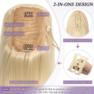 LuxeHair 11” Classic Short Curly Clip In Ponytail Extension, Claw Clip hair extensions, Multi Layered Clip on ponytail Claw Clip Ponytail Extension for women