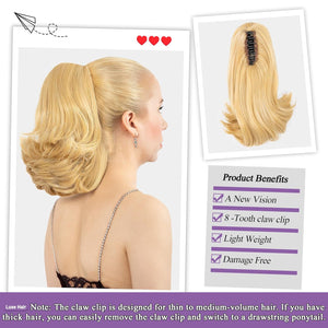 LuxeHair 11” Classic Short Curly Clip In Ponytail Extension, Claw Clip hair extensions, Multi Layered Clip on ponytail Claw Clip Ponytail Extension for women