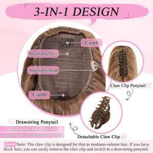 Straight Hair Extension – 24” Long Ponytail with Jaw Claw Clip in