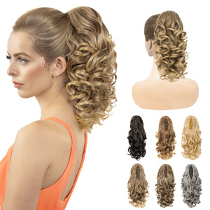 LuxeHair Claw Clip 13" Ponytail Extension, Classic Curly Claw Clip in pony tails Hair Extensions Hairpieces for Woman