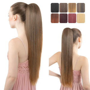 Straight Hair Extension – 24” Long Ponytail with Jaw Claw Clip in