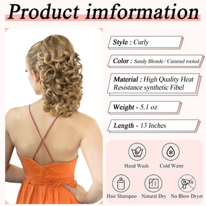 LuxeHair Claw Clip 13" Ponytail Extension, Classic Curly Claw Clip in pony tails Hair Extensions Hairpieces for Woman