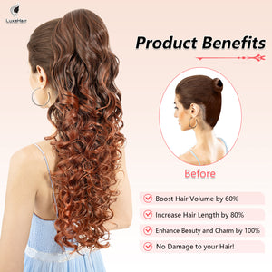 LuxeHair 24” Curly Claw Clip in Ponytail Extension, Fluffy Multi-Layered Jaw Clip Fake Pony tails, Instant Length & Style, Lightweight For Women Hairpiece -