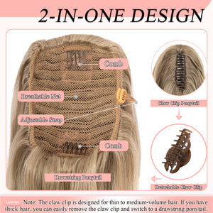 LuxeHair Claw Clip 13" Ponytail Extension, Classic Curly Claw Clip in pony tails Hair Extensions Hairpieces for Woman
