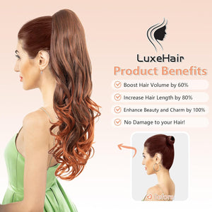 LuxeHair Ponytail Extension, 24" Claw Clip in Ponytail Curly wavy ponytail extension, Clip On Ponytail extension pony tails hair extensions hair pieces for Women-