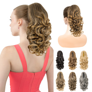 LuxeHair Claw Clip 13" Ponytail Extension, Classic Curly Claw Clip in pony tails Hair Extensions Hairpieces for Woman