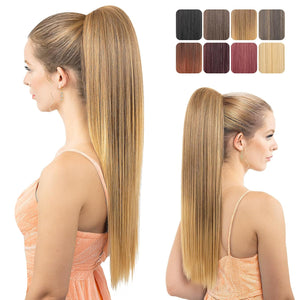 Straight Hair Extension – 24” Long Ponytail with Jaw Claw Clip in