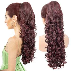 LuxeHair 24” Curly Claw Clip in Ponytail Extension, Fluffy Multi-Layered Jaw Clip Fake Pony tails, Instant Length & Style, Lightweight For Women Hairpiece -