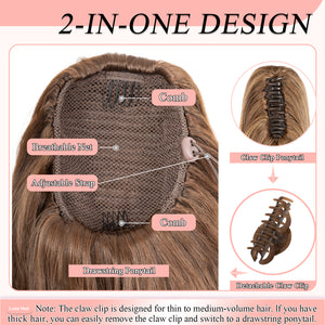 LuxeHair Claw Clip 13" Ponytail Extension, Classic Curly Claw Clip in pony tails Hair Extensions Hairpieces for Woman