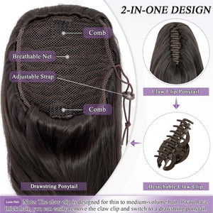 LuxeHair 11” Classic Short Curly Clip In Ponytail Extension, Claw Clip hair extensions, Multi Layered Clip on ponytail Claw Clip Ponytail Extension for women