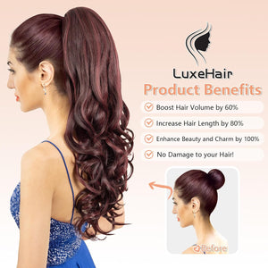LuxeHair Ponytail Extension, 24" Claw Clip in Ponytail Curly wavy ponytail extension, Clip On Ponytail extension pony tails hair extensions hair pieces for Women-