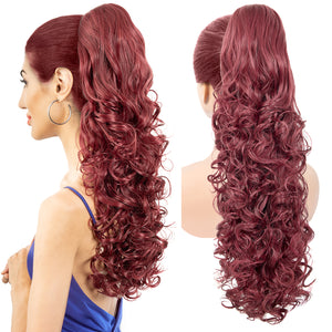 LuxeHair 24” Curly Claw Clip in Ponytail Extension, Fluffy Multi-Layered Jaw Clip Fake Pony tails, Instant Length & Style, Lightweight For Women Hairpiece -