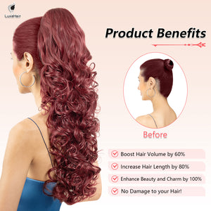 LuxeHair 24” Curly Claw Clip in Ponytail Extension, Fluffy Multi-Layered Jaw Clip Fake Pony tails, Instant Length & Style, Lightweight For Women Hairpiece -
