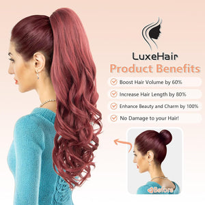 LuxeHair Ponytail Extension, 24" Claw Clip in Ponytail Curly wavy ponytail extension, Clip On Ponytail extension pony tails hair extensions hair pieces for Women-